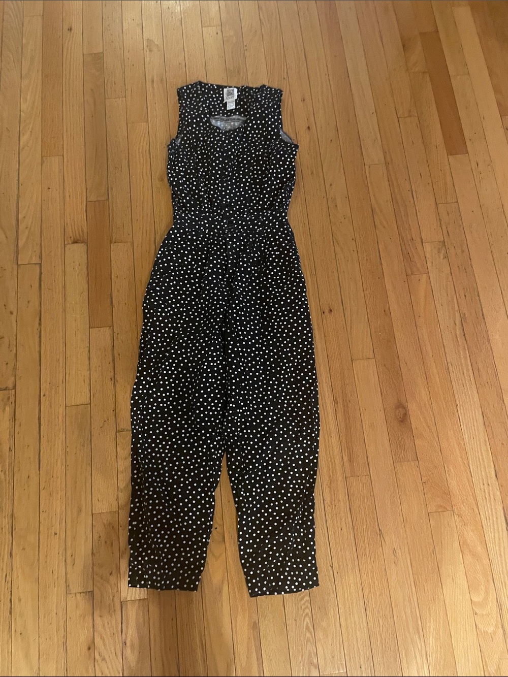 100% cotton Polka Dot Sleeveless Black Jumpsuit